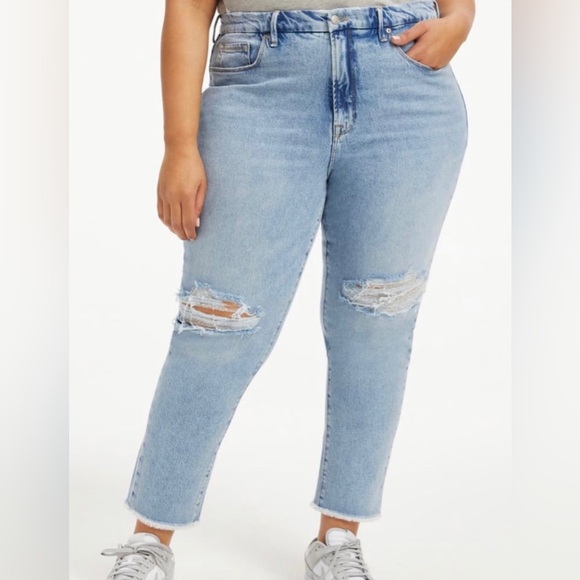 NWT good American high rise straight leg light wash jeans sz 12/31 - Picture 2 of 9